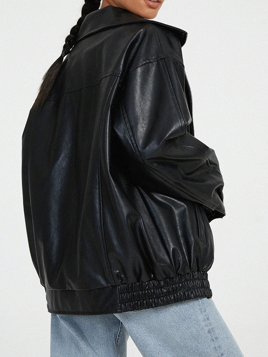 Women's Oversized Jacket with Front Zipper