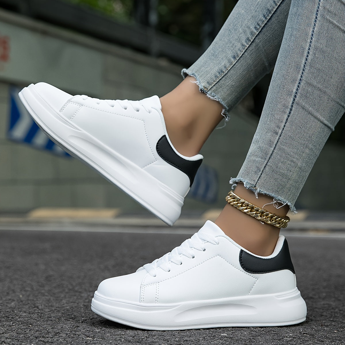 Women’s White Sneakers with Rubber Sole