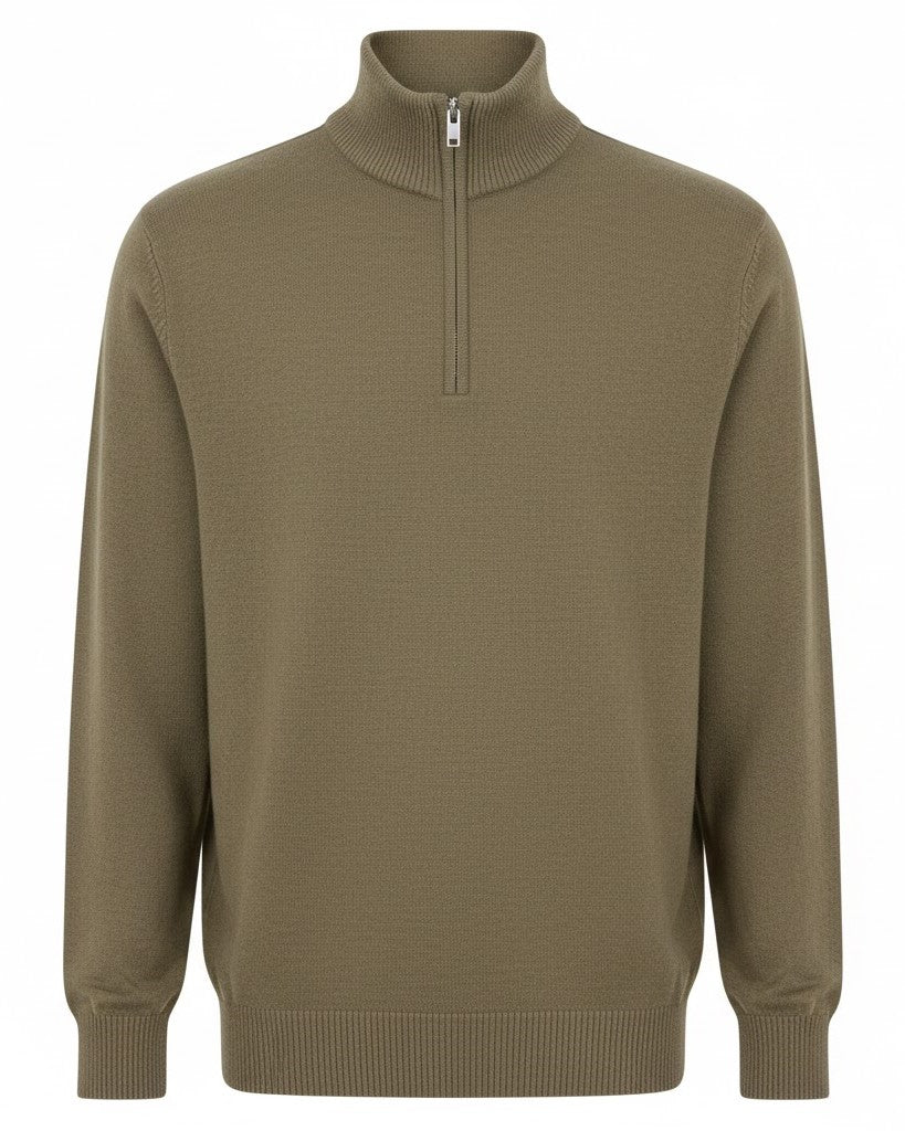 Men's Sweater – High Collar with Half Zip