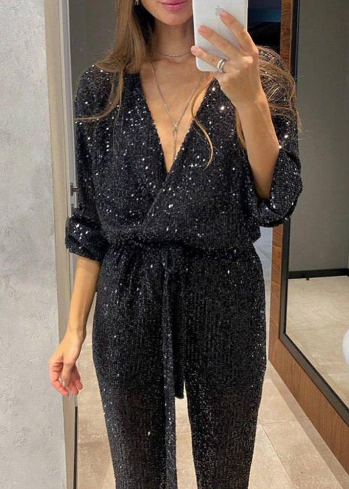 Luxe Allure Long Sleeve Sequin Jumpsuit