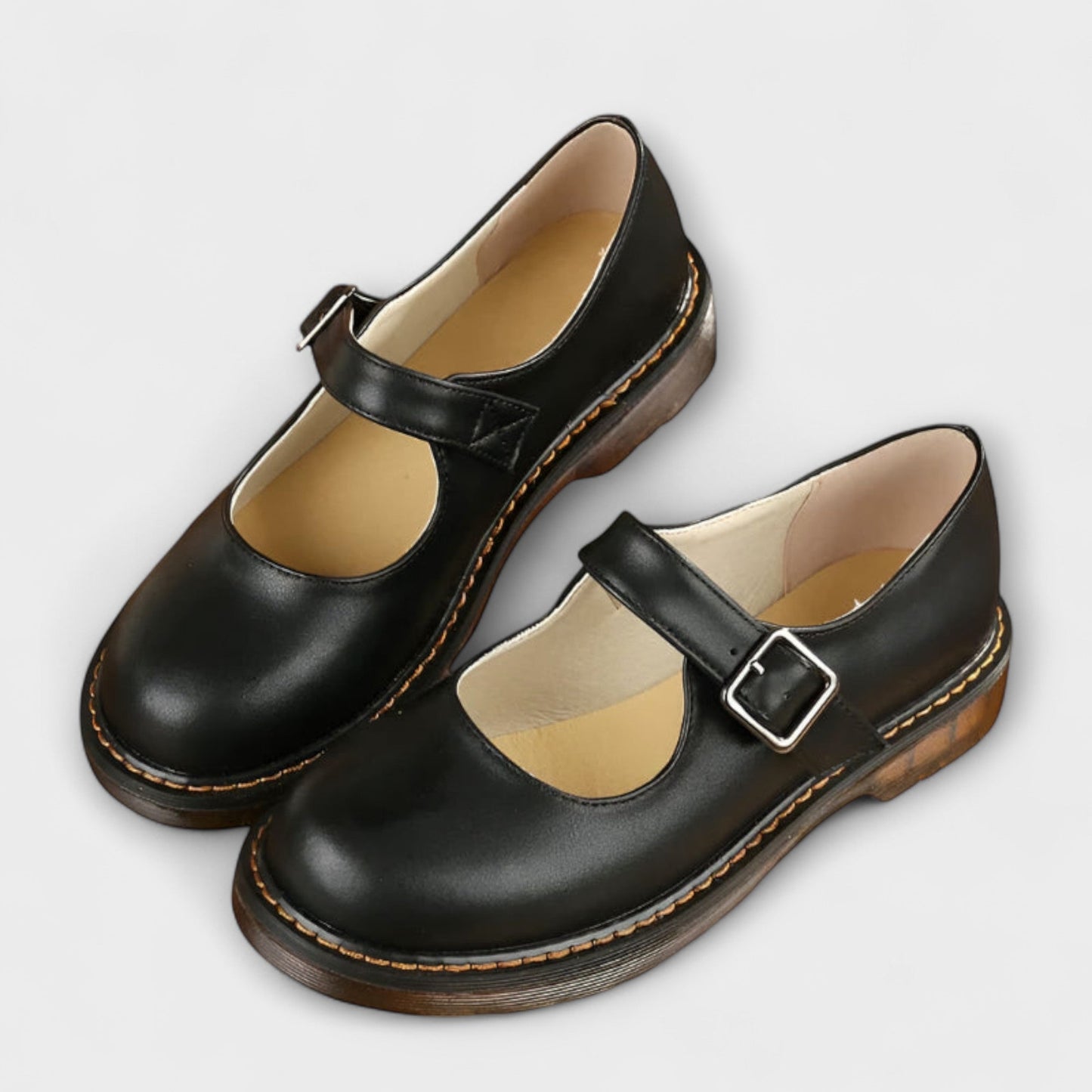 Women’s Shoes with Buckle Strap and Flat Sole