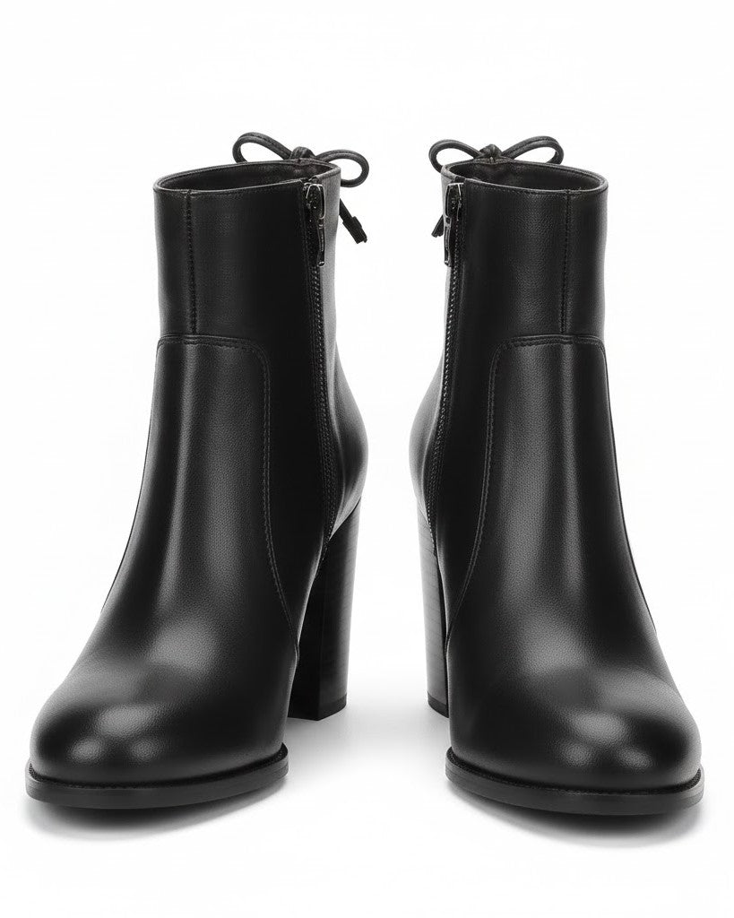 Women’s Ankle Boots with Block Heel and Side Zipper