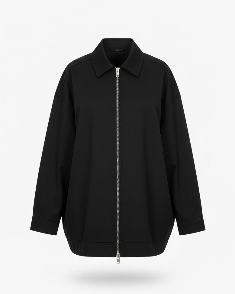 Women's Oversized Jacket with Front Zipper