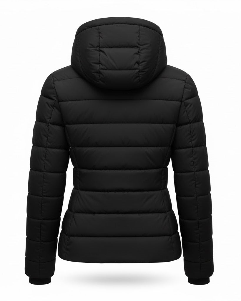 Women's Puffer Jacket with Hood and Slim Fit