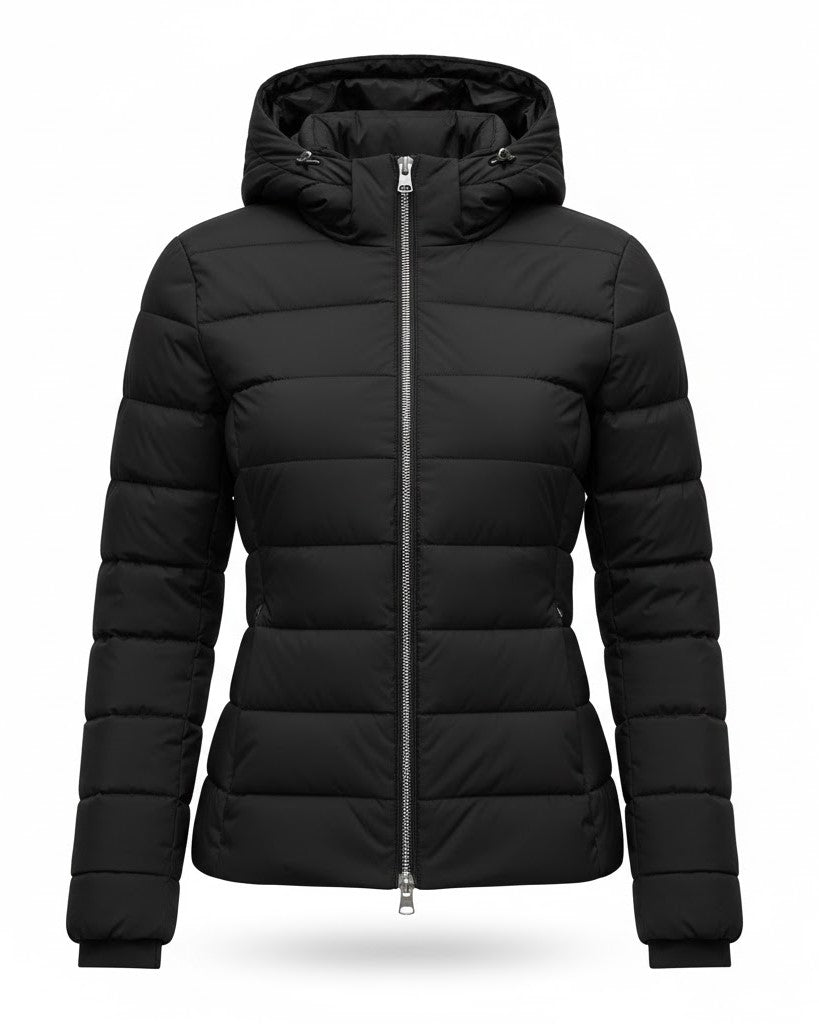 Women's Puffer Jacket with Hood and Slim Fit