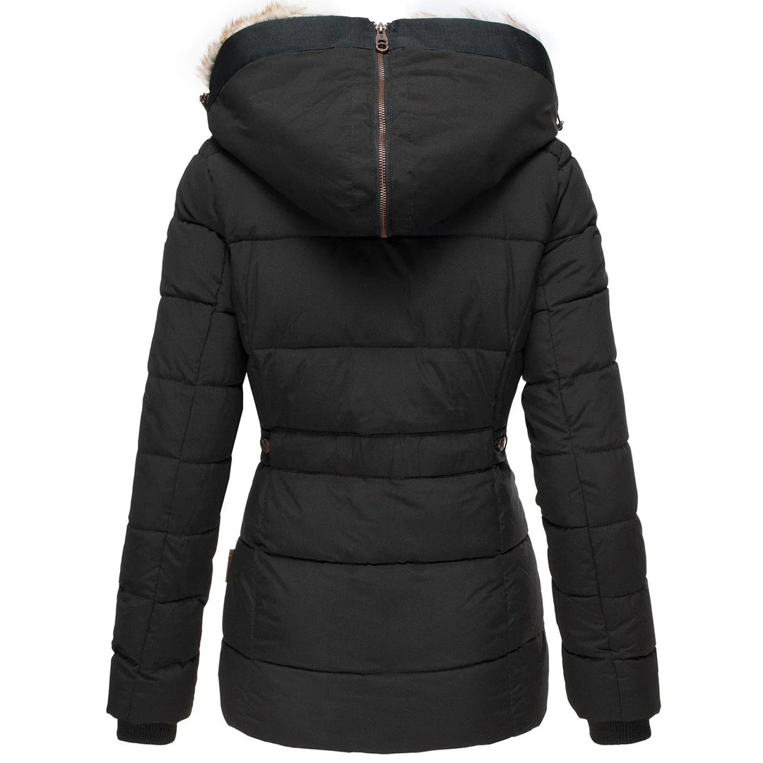 Women's Puffer Jacket with Hood and Slim Fit
